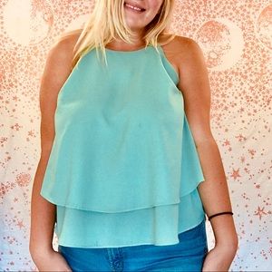 Vanity- Turquoise Tiered Halter Top